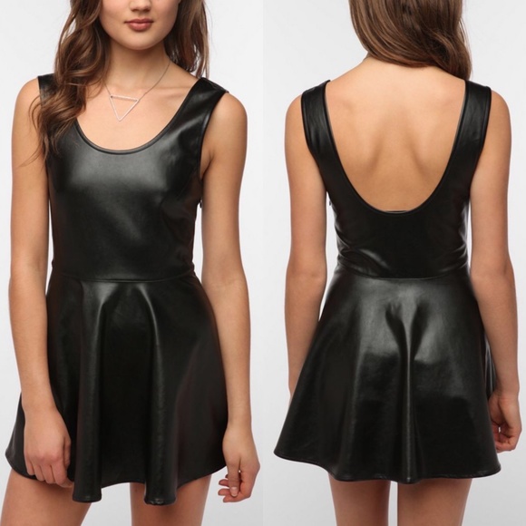Lovers + Friends Dresses & Skirts - Lovers + Friends Vegan Leather Skater Dress Black